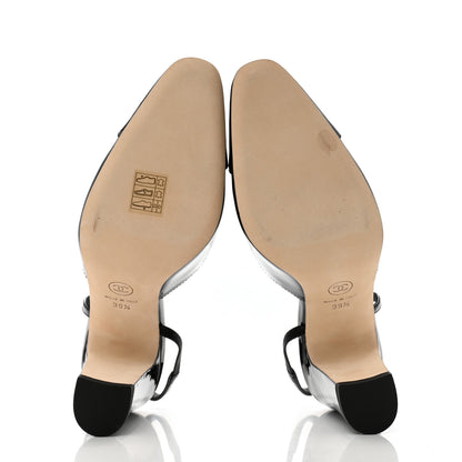 Chanel Patent Calfskin Cap Toe CC Slingback Pumps 39.5 Black 6 of 9