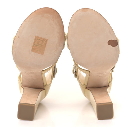 Chanel Patent Crystal CC Sandals 36 Beige Clair 5 of 11