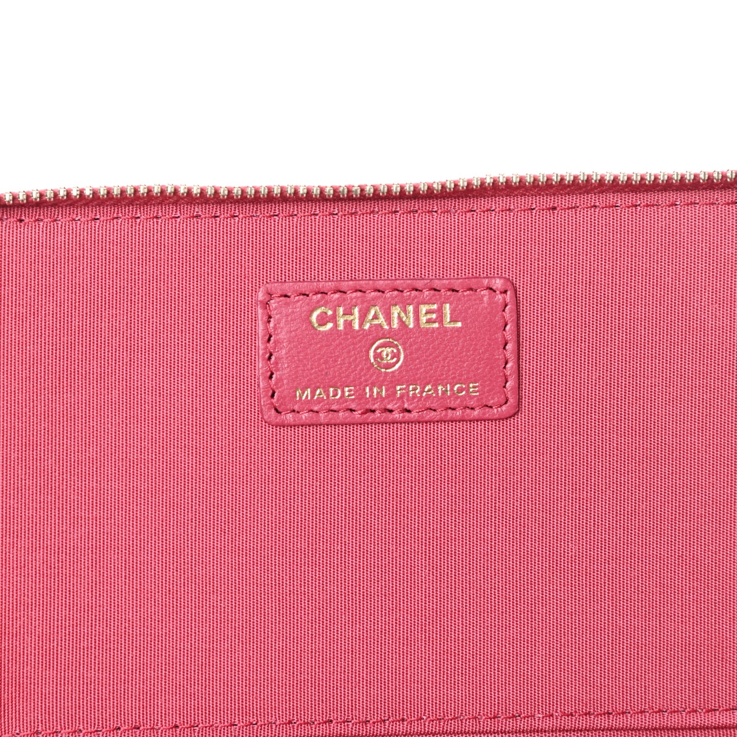 Lambskin Quilted Small Top Handle Vanity Case With Chain Dark Pink