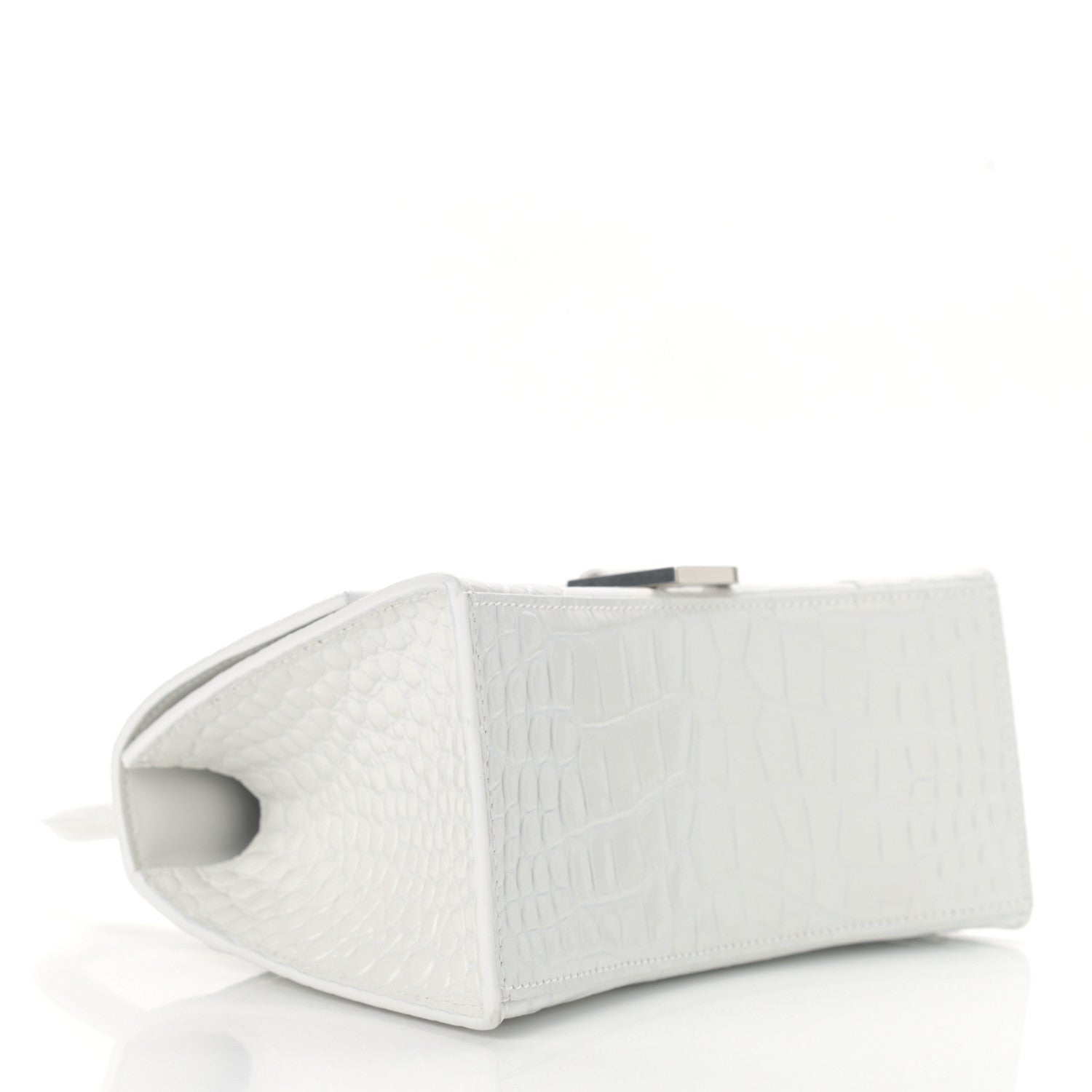 Balenciaga Calfskin Crocodile Embossed Small Hourglass Top Handle Bag White 4 of 13