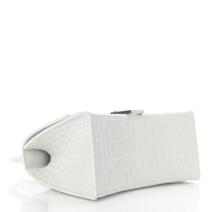 Balenciaga Calfskin Crocodile Embossed Small Hourglass Top Handle Bag White 4 of 13