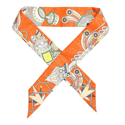 Hermes Silk Odyssey Twilly Orange Vert Jaune 1 of 5