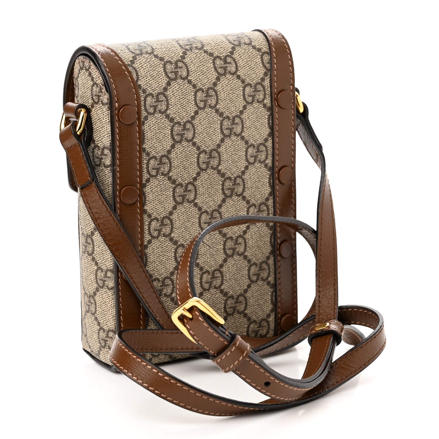 Gucci GG Supreme Monogram Mini Horsebit 1955 Crossbody Bag Beige Brown Sugar 3 of 12