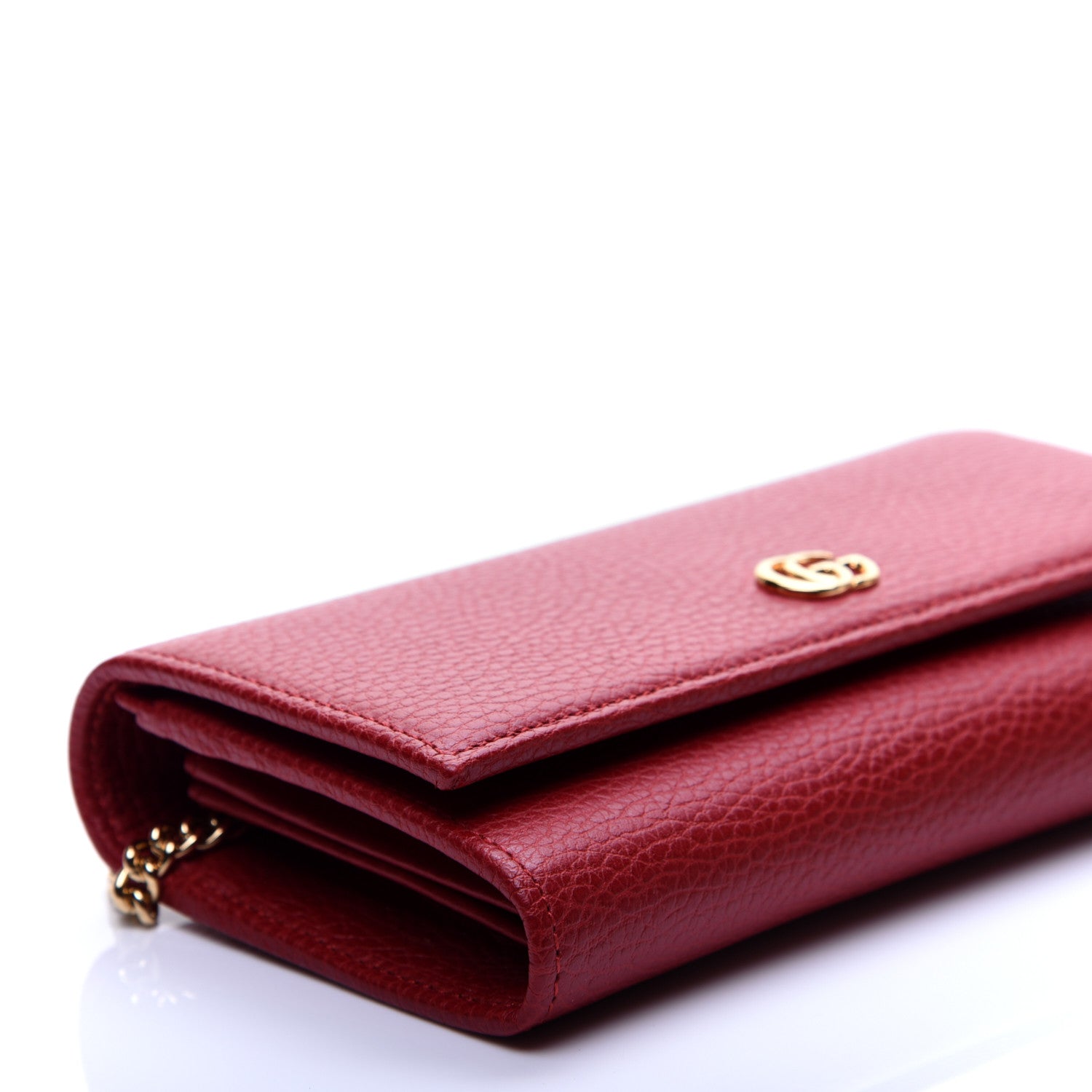 Gucci Dollar Calfskin Petite GG Marmont Wallet Chain Bag Hibiscus Red 6 of 11