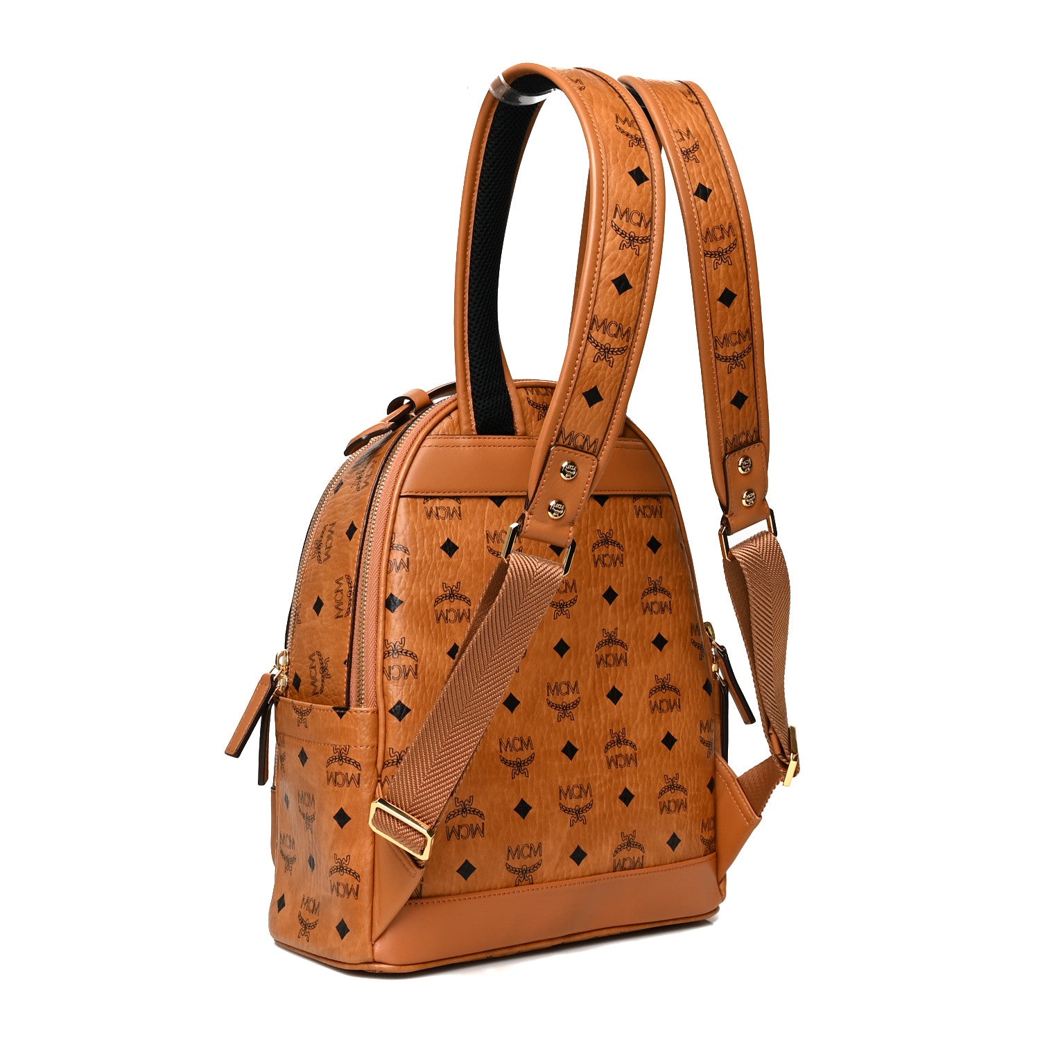 MCM Visetos Mens Medium Stark Backpack Cognac 3 of 9