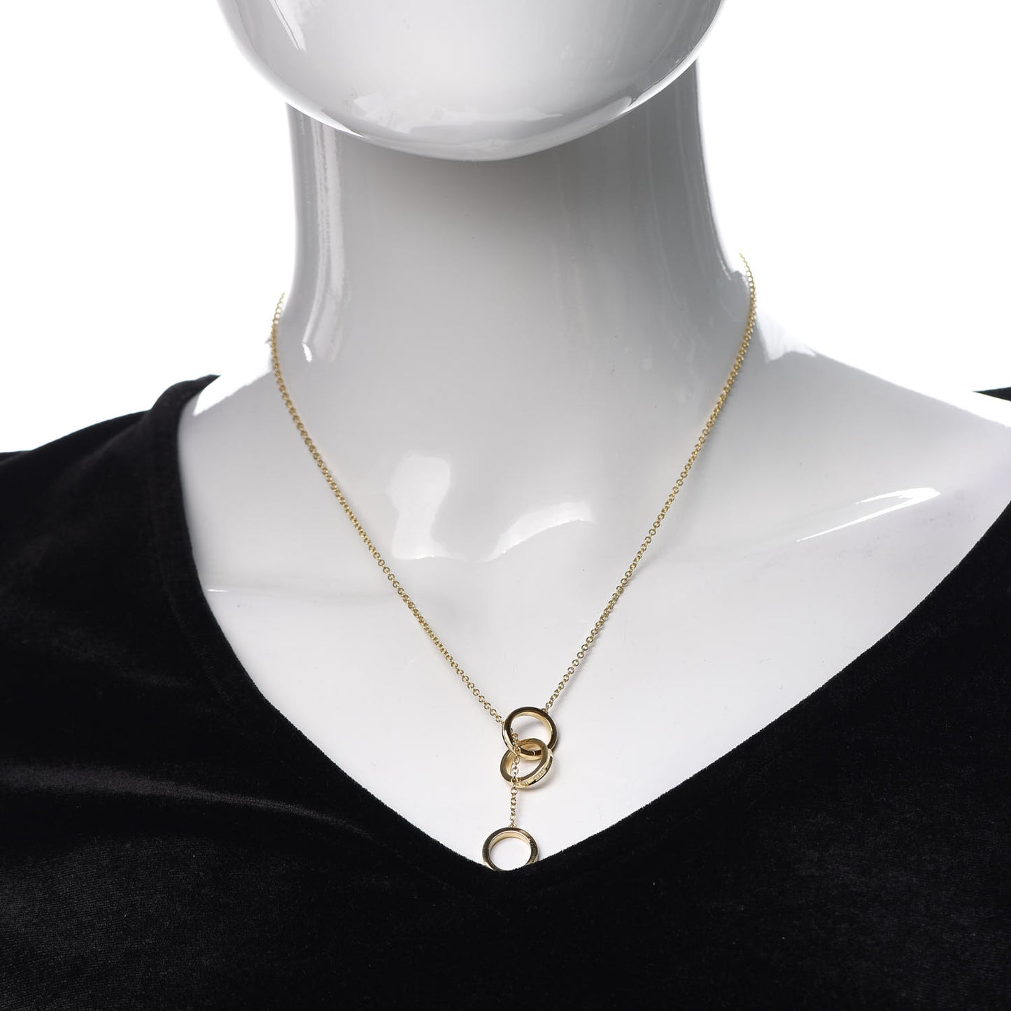 18K Yellow Gold 1837 Interlocking Circles Lariat Necklace