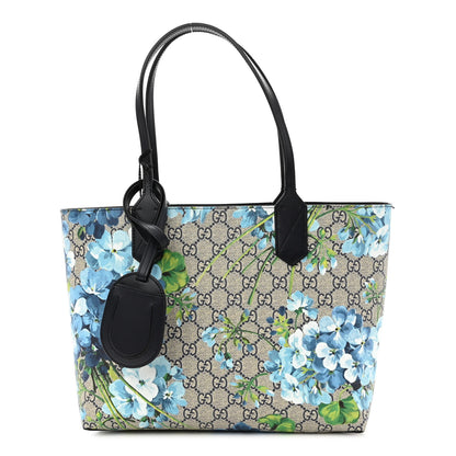 Gucci GG Supreme Monogram Blooms Small Reversible Tote Beige Blue Navy 1 of 14