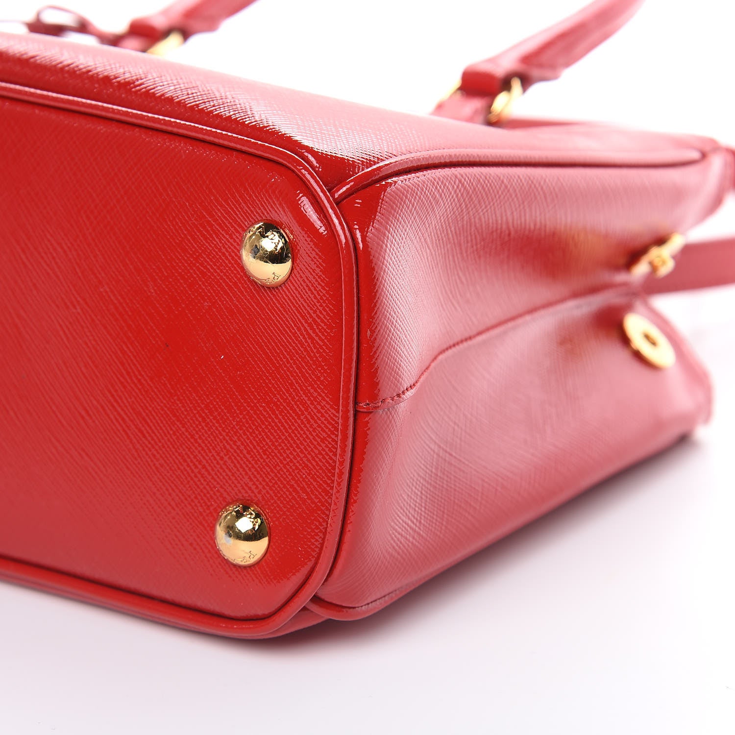 Prada Saffiano Vernice Mini Galleria Double Zip Tote Rosso 9 of 12