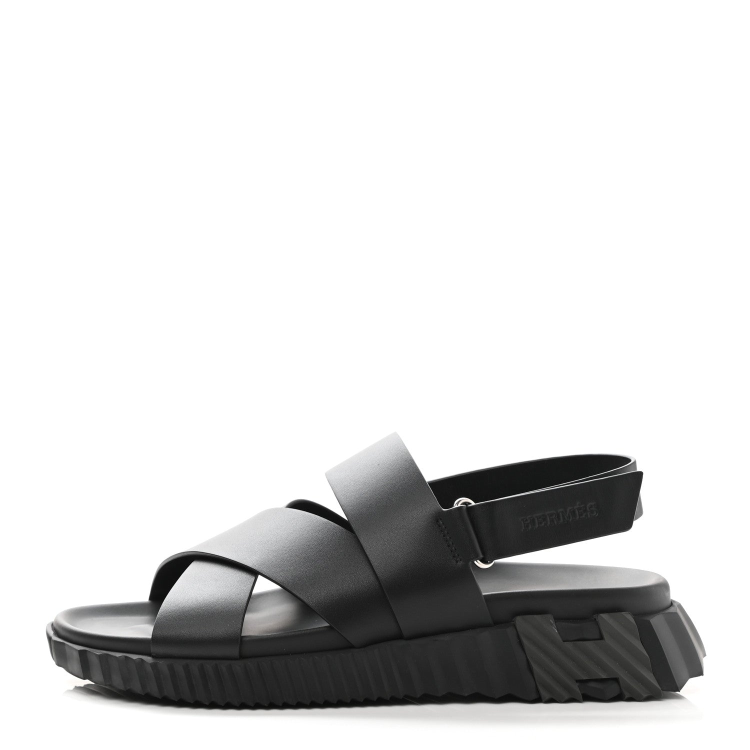 Hermes Calfskin Goatskin Mens Electric Sandals 41 Black 1 of 9