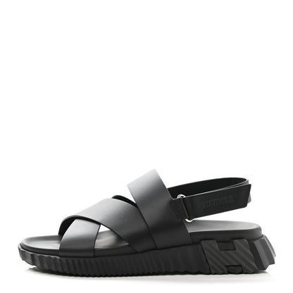 Hermes Calfskin Goatskin Mens Electric Sandals 41 Black 1 of 9
