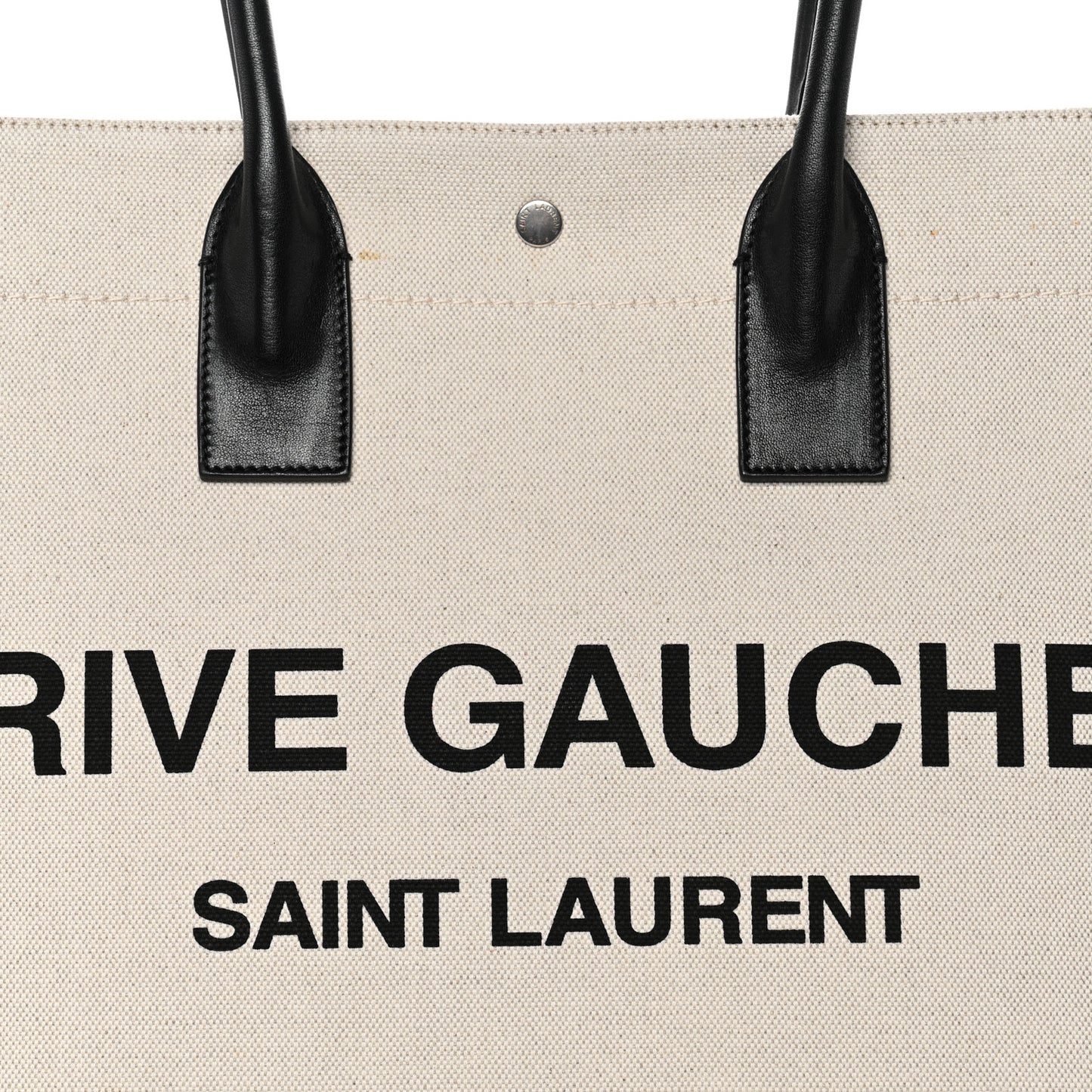 Linen Calfskin Rive Gauche Tote White Black