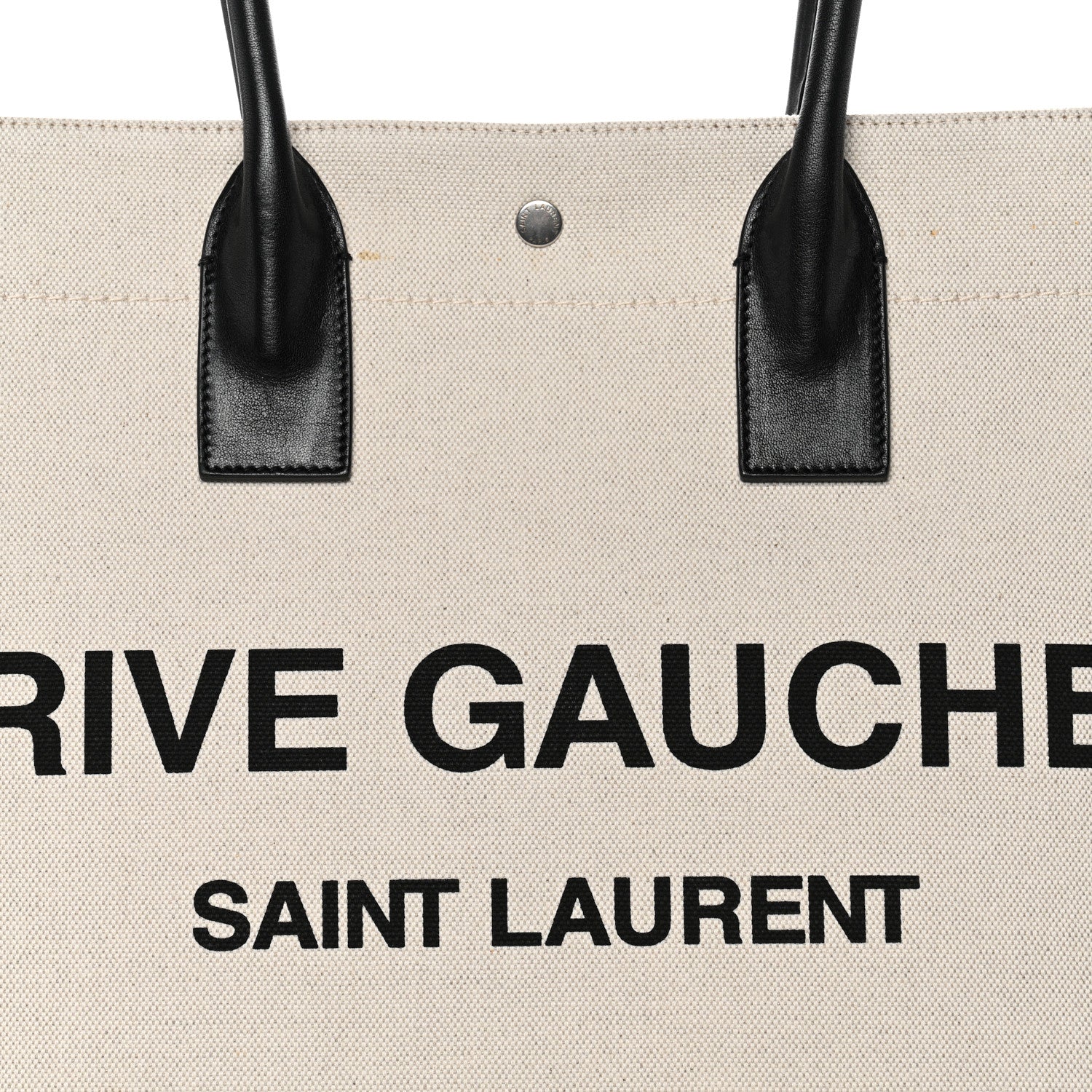 Saint Laurent Linen Calfskin Rive Gauche Tote White Black 7 of 10