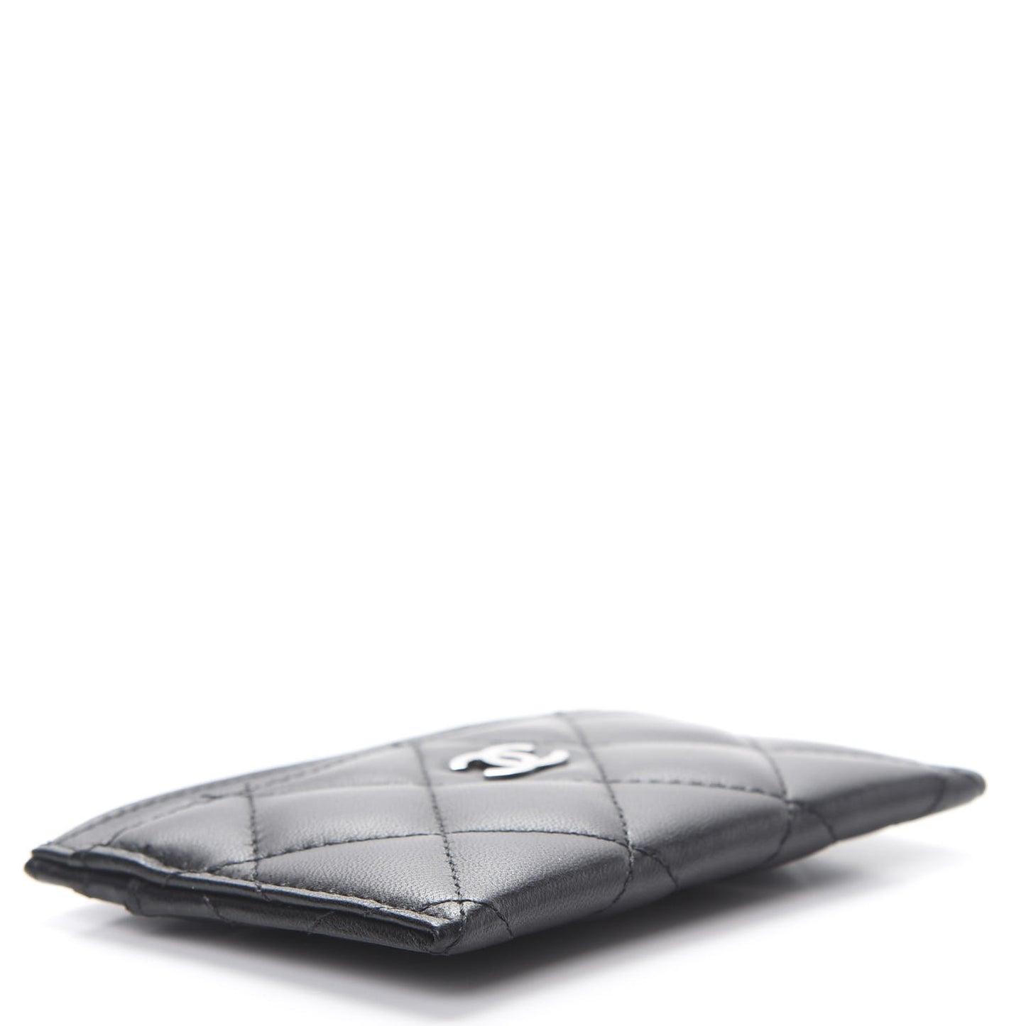 Lambskin Quilted Card Holder Black