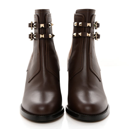 Valentino Garavani Calfskin Rockstud Double Buckle Beatle Chelsea 70mm Ankle Boots 39 Brown 2 of 8