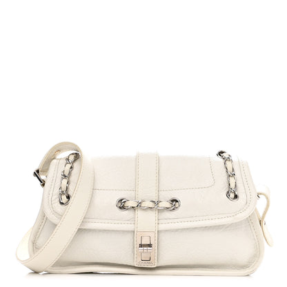 Chanel Calfskin Mademoiselle Flap Shoulder Bag White 1 of 15