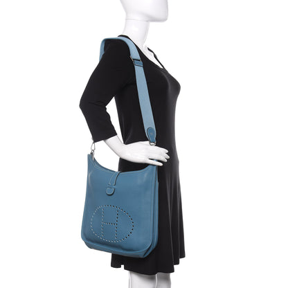 Hermes Taurillon Clemence Evelyne III GM Blue Jean 2 of 8