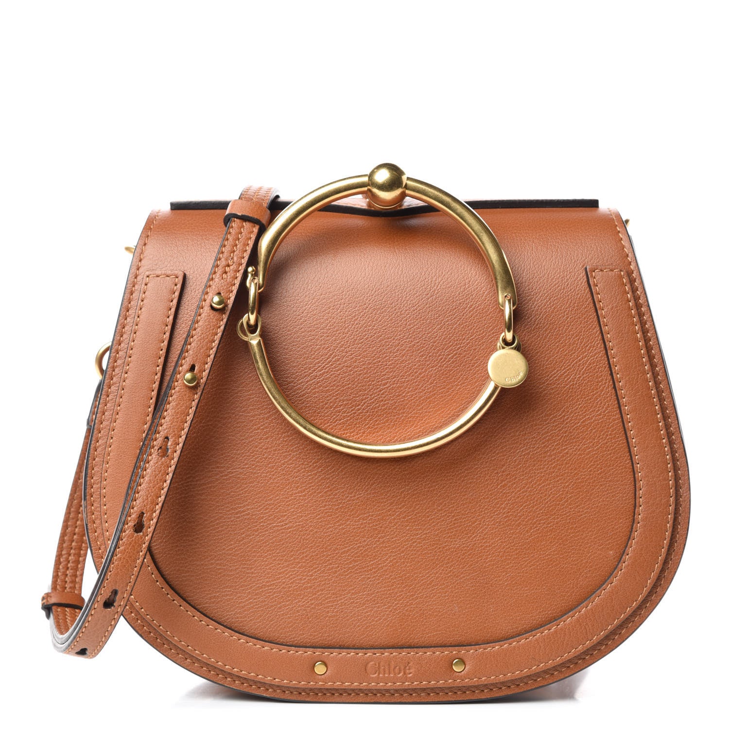 Chloe Calfskin Suede Medium Nile Bracelet Bag Caramel 1 of 10