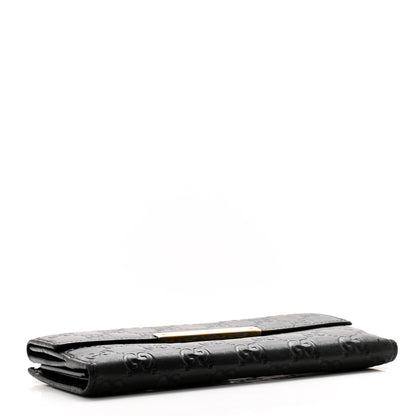 Gucci Guccissima Margaux Calfskin Metal Bar Continental Flap Wallet Black 4 of 9