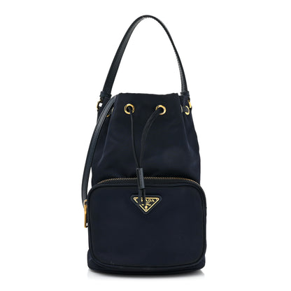 Prada Saffiano Tessuto Nylon Mini Bucket Crossbody Bag Navy 1 of 10