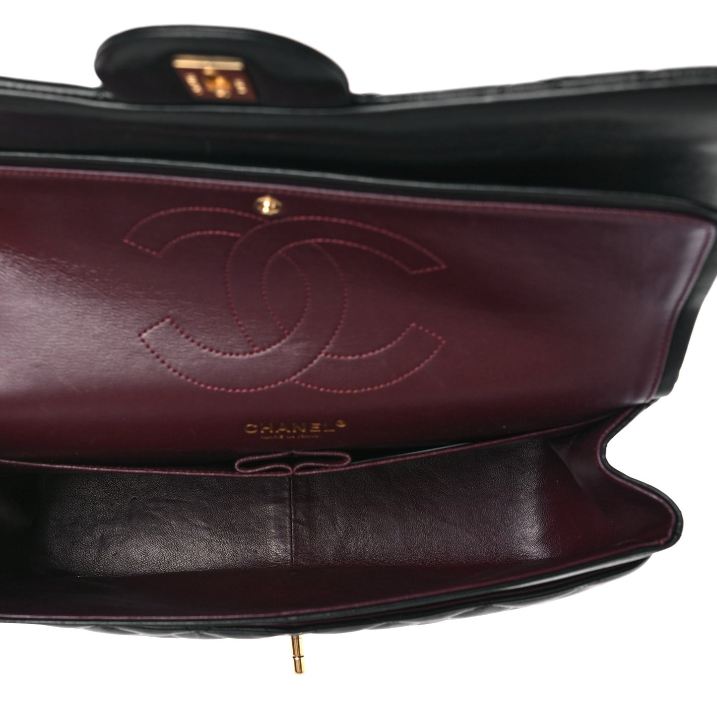 Lambskin Quilted Jumbo Double Flap Black