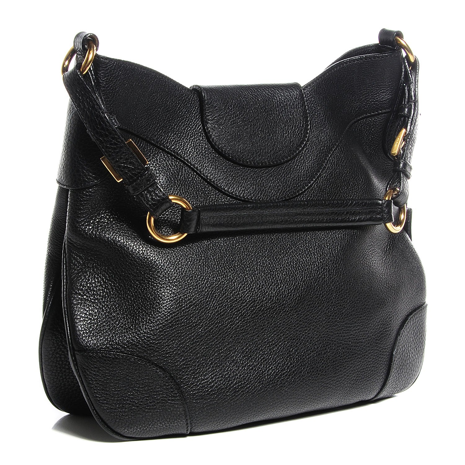 Prada Vitello Daino Pushlock Hobo Black 3 of 8