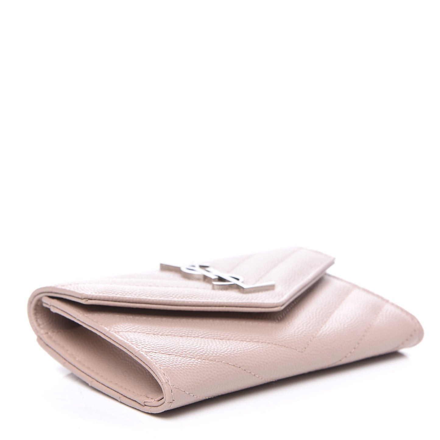 Grain De Poudre Matelasse Chevron Small Monogram Envelope Wallet Pale Pink