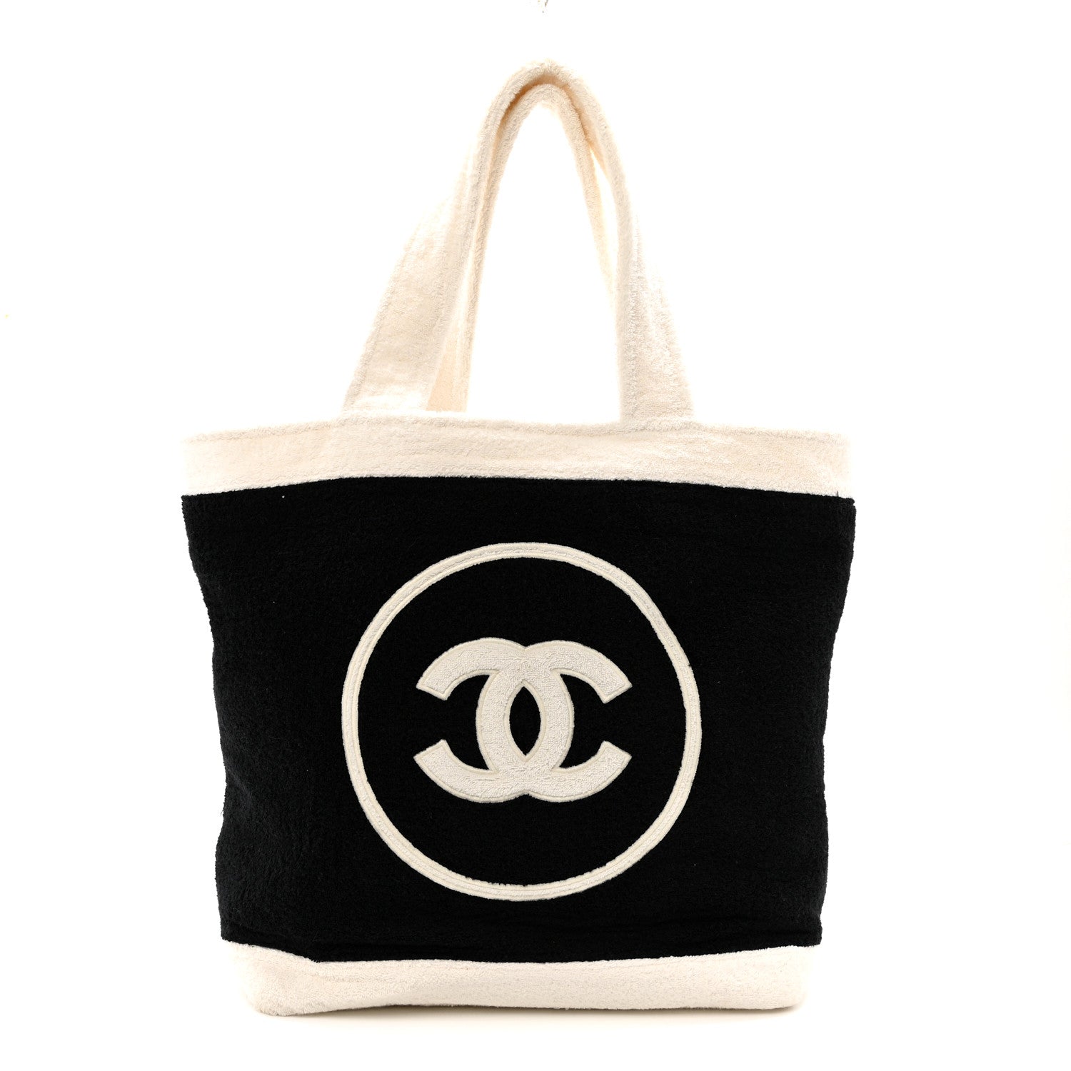Chanel Terry Cotton CC Beach Tote Towel Set Black White 1 of 13