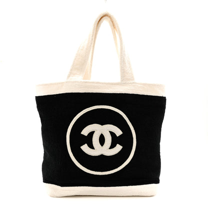 Chanel Terry Cotton CC Beach Tote Towel Set Black White 1 of 13