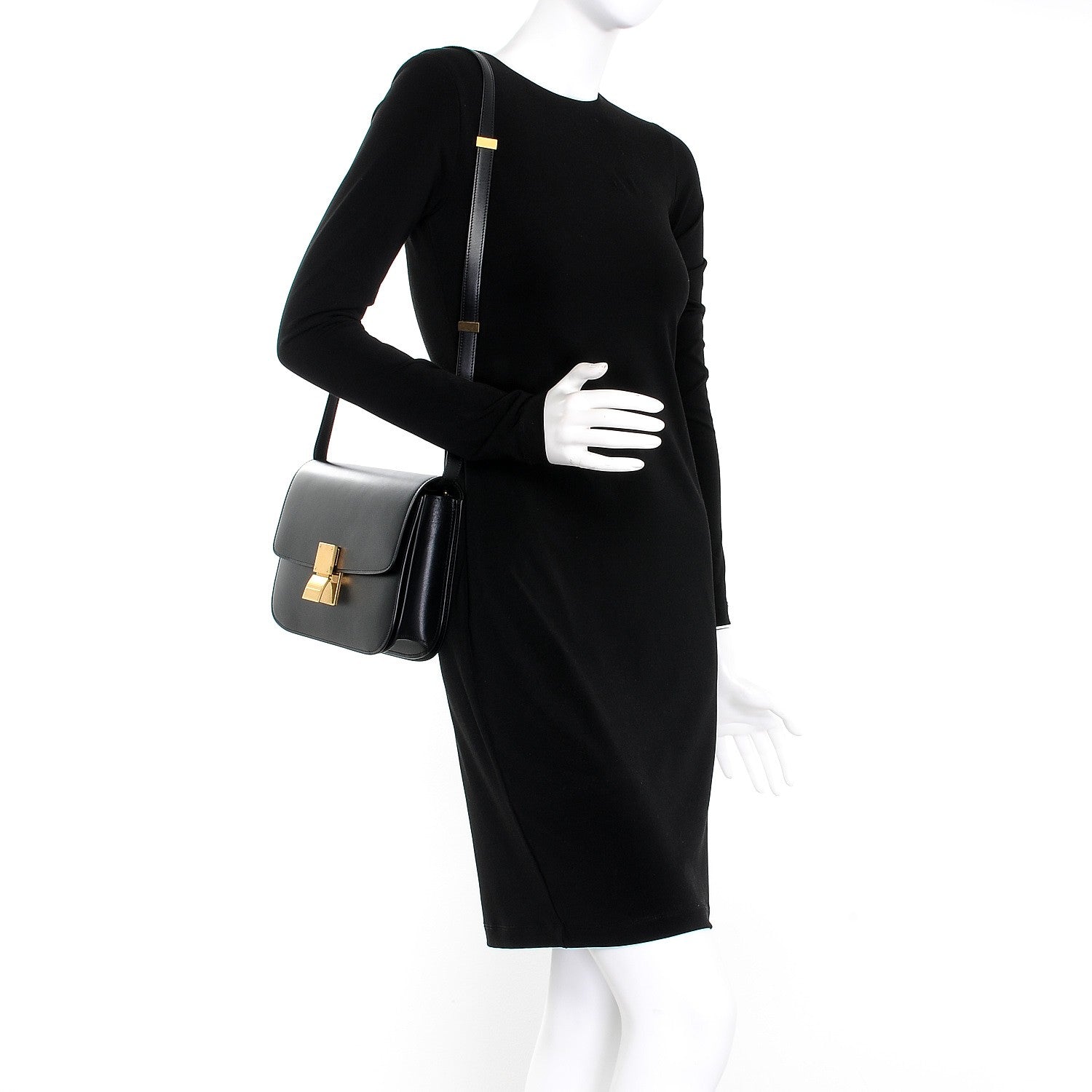 Celine Box Calfskin Medium Classic Box Flap Bag Black 2 of 8