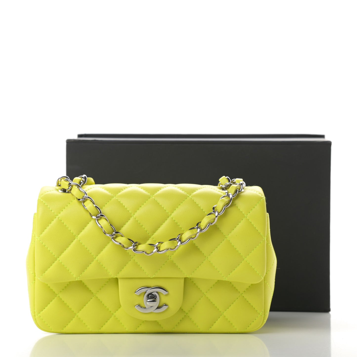 Lambskin Quilted Mini Rectangular Flap Yellow