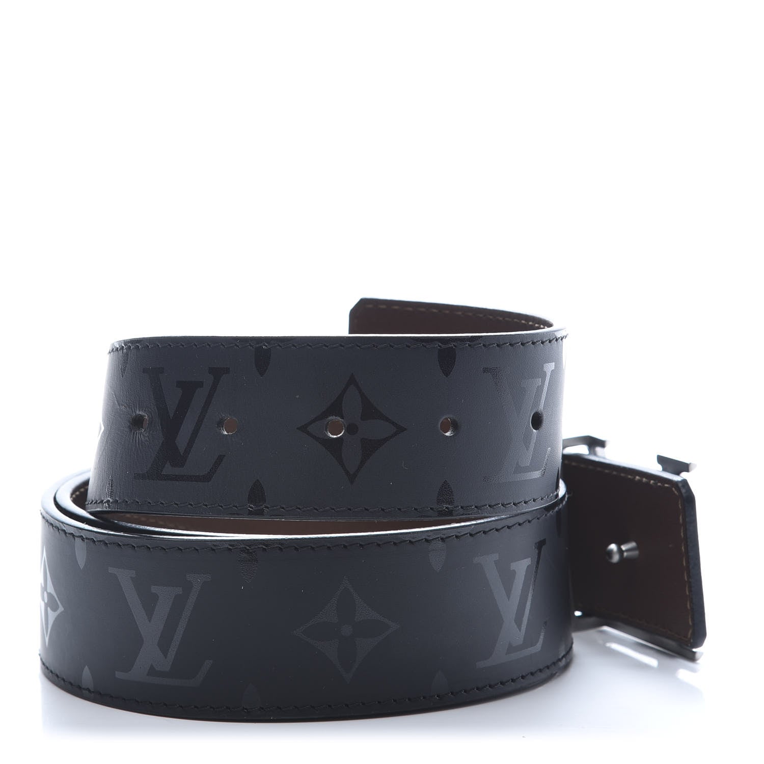 Louis Vuitton Monogram Eclipse Taigarama 40mm LV Initiales Reversible Belt 95 38 Black 4 of 5