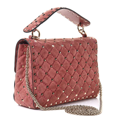 Valentino Garavani Suede Medium Rockstud Spike Shoulder Bag Antico Rosa 2 of 9