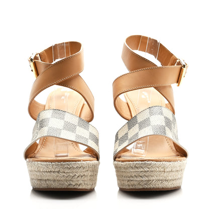 Louis Vuitton Damier Azur Starboard Wedges 40 Tan 2 of 8