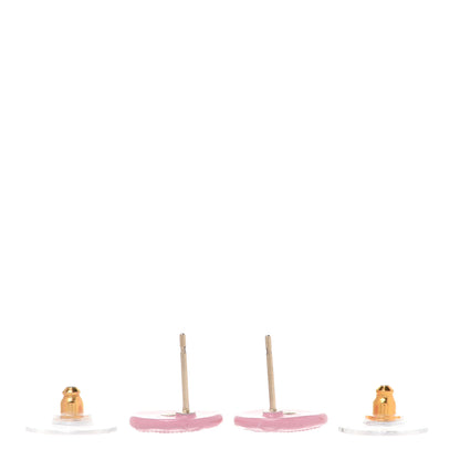 Chanel Resin Crystal CC Earrings Pink 3 of 5