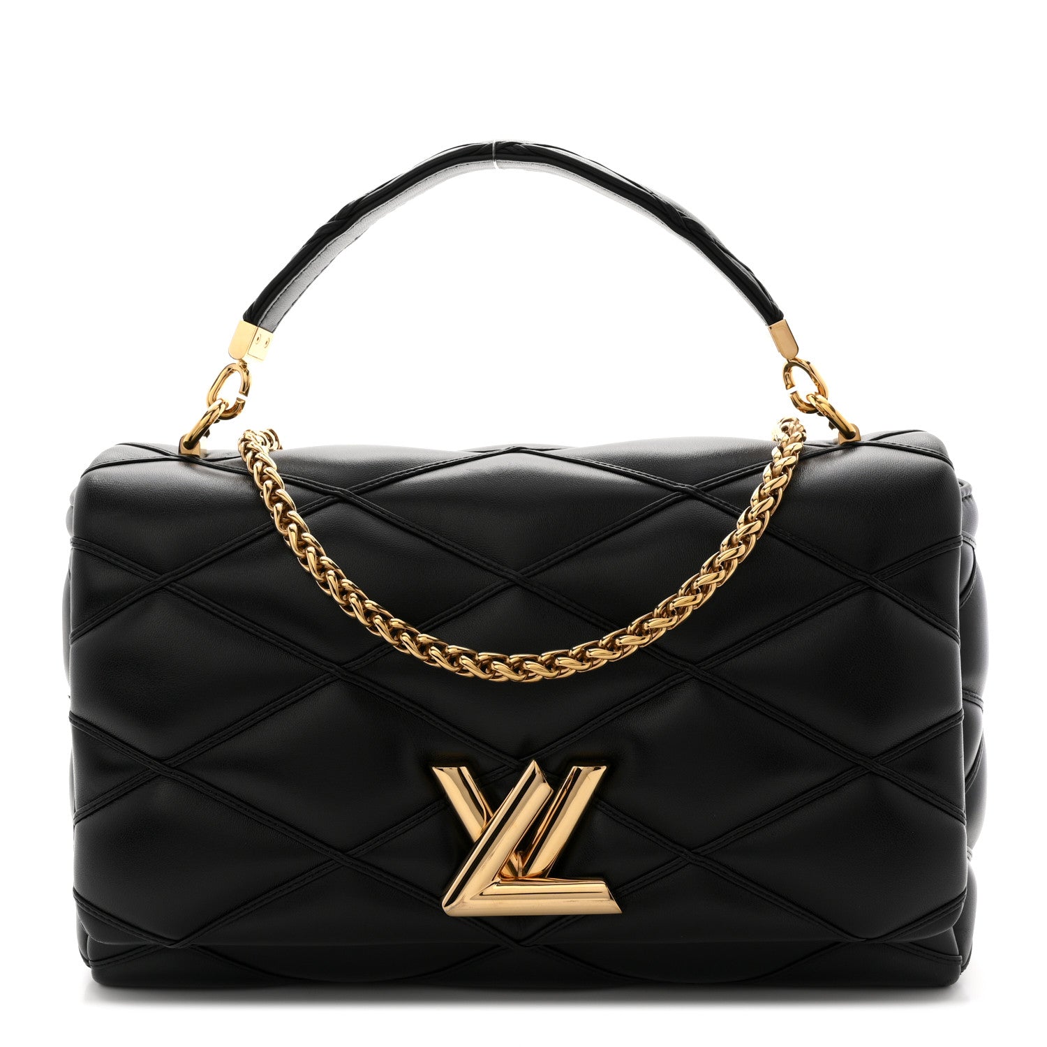 Louis Vuitton Lambskin Malletage Top Handle GO-14 GM Black 1 of 10