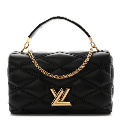 Louis Vuitton Lambskin Malletage Top Handle GO-14 GM Black 1 of 10