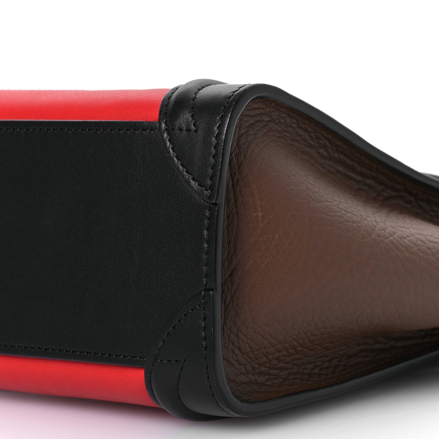 Smooth Calfskin Bullhide Nano Tri-Color Luggage Bright Red