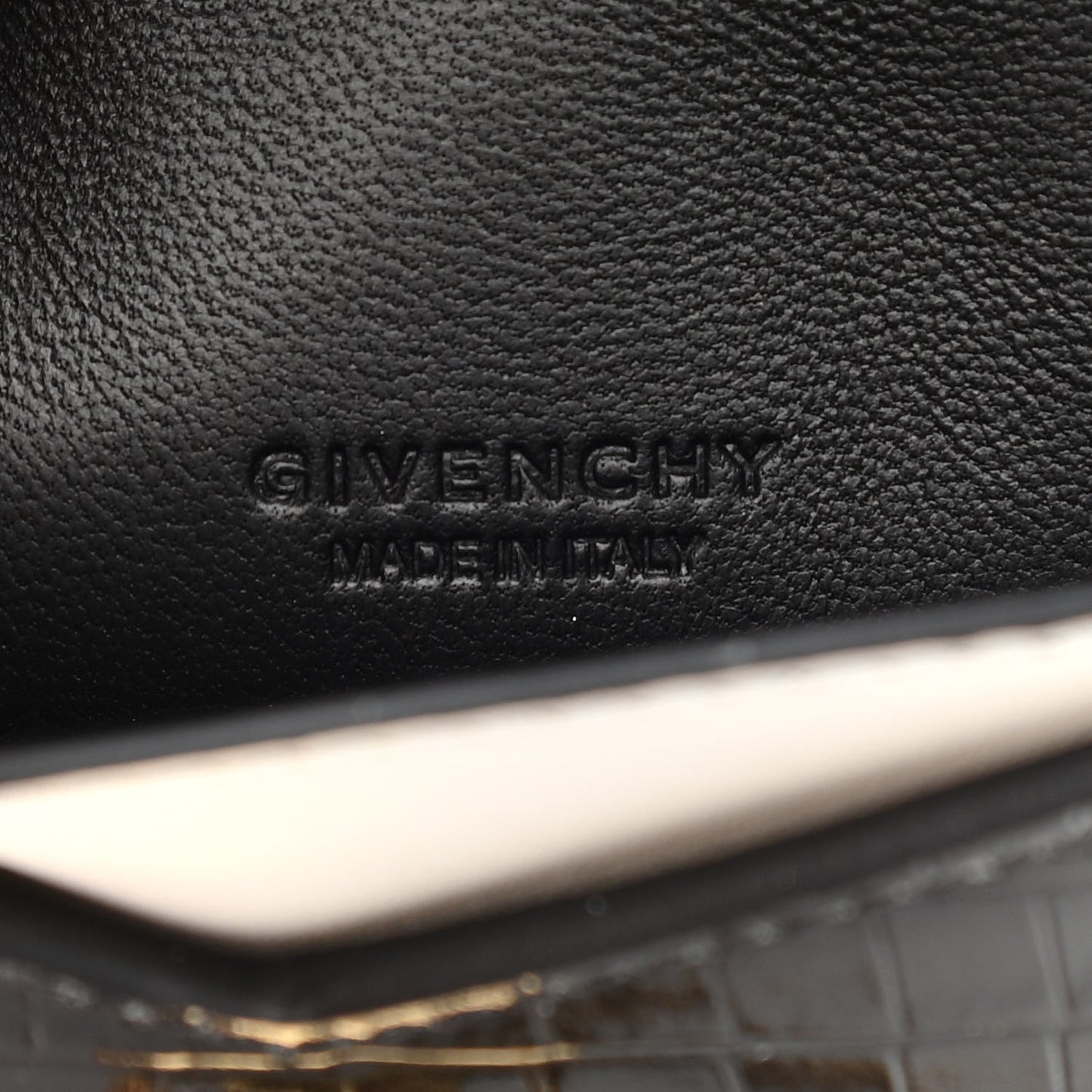 Calfskin Crocodile Embossed Mini Phone Crossbody Bag Black