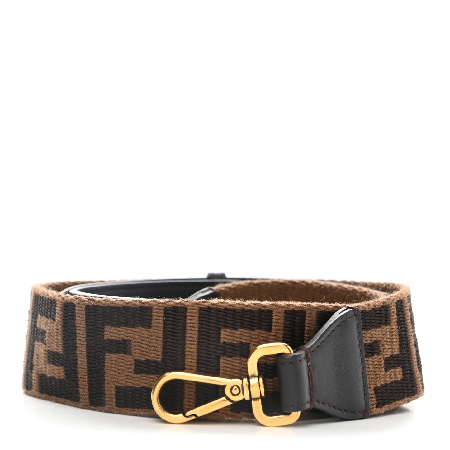 Ribbon Vitello Century FF 1974 Flat Studded Strap You Fango Marrone Ebano