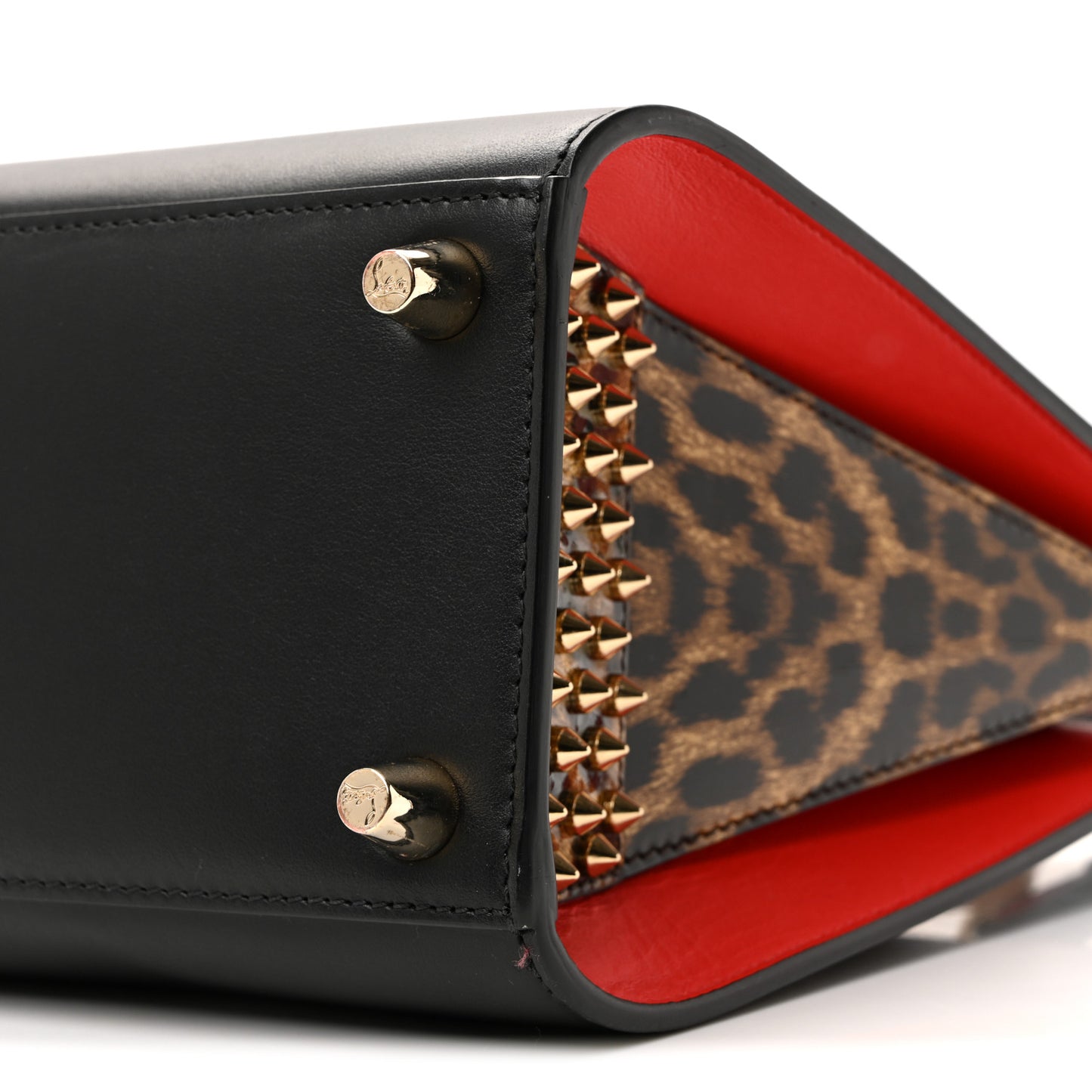 Calfskin Patent Leopard Studded Small Paloma Black