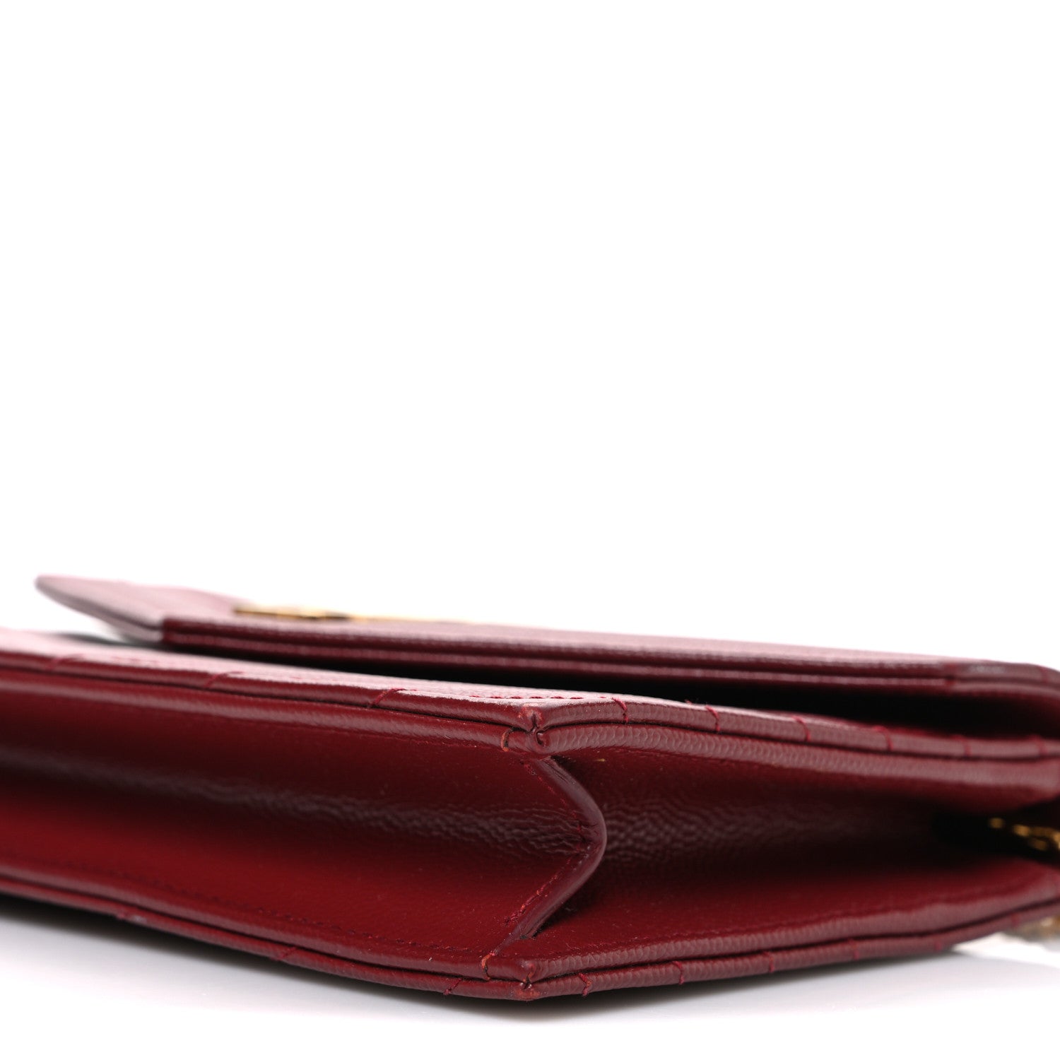 Saint Laurent Grain De Poudre Matelasse Chevron Monogram Envelope Chain Wallet New Red 10 of 11