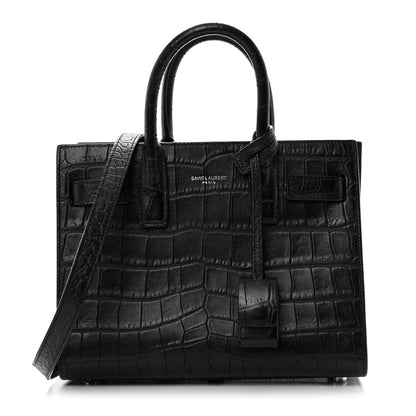 Saint Laurent Calfskin Crocodile Embossed Nano Sac De Jour Black 1 of 10