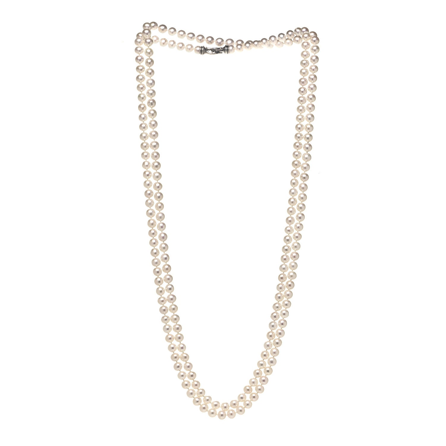 David Yurman Sterling Silver Diamond Pearl 8-8.5mm Buckle Necklace 72" 3 of 5