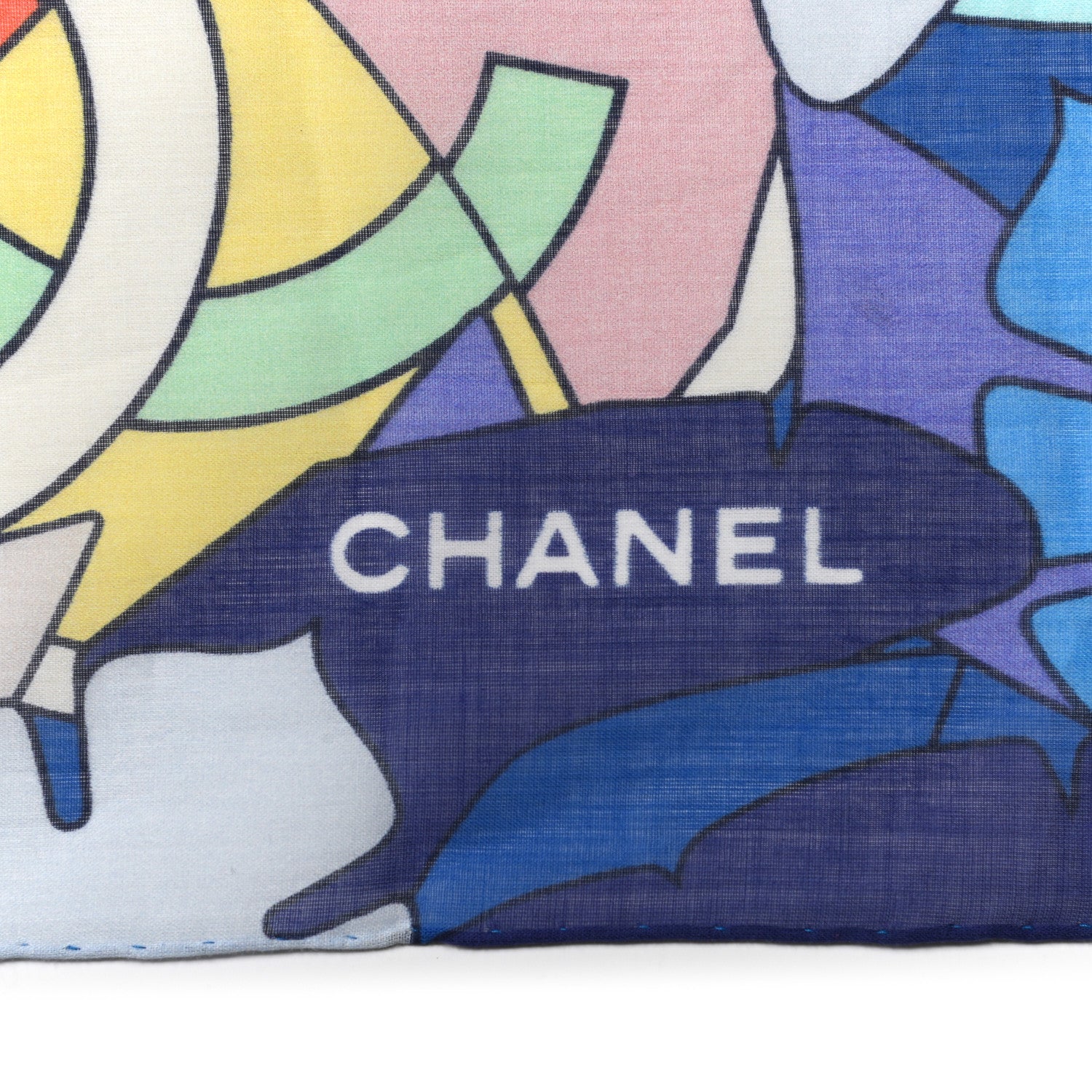 Chanel Cotton Silk CC Beach Stole White Multicolor 2 of 5