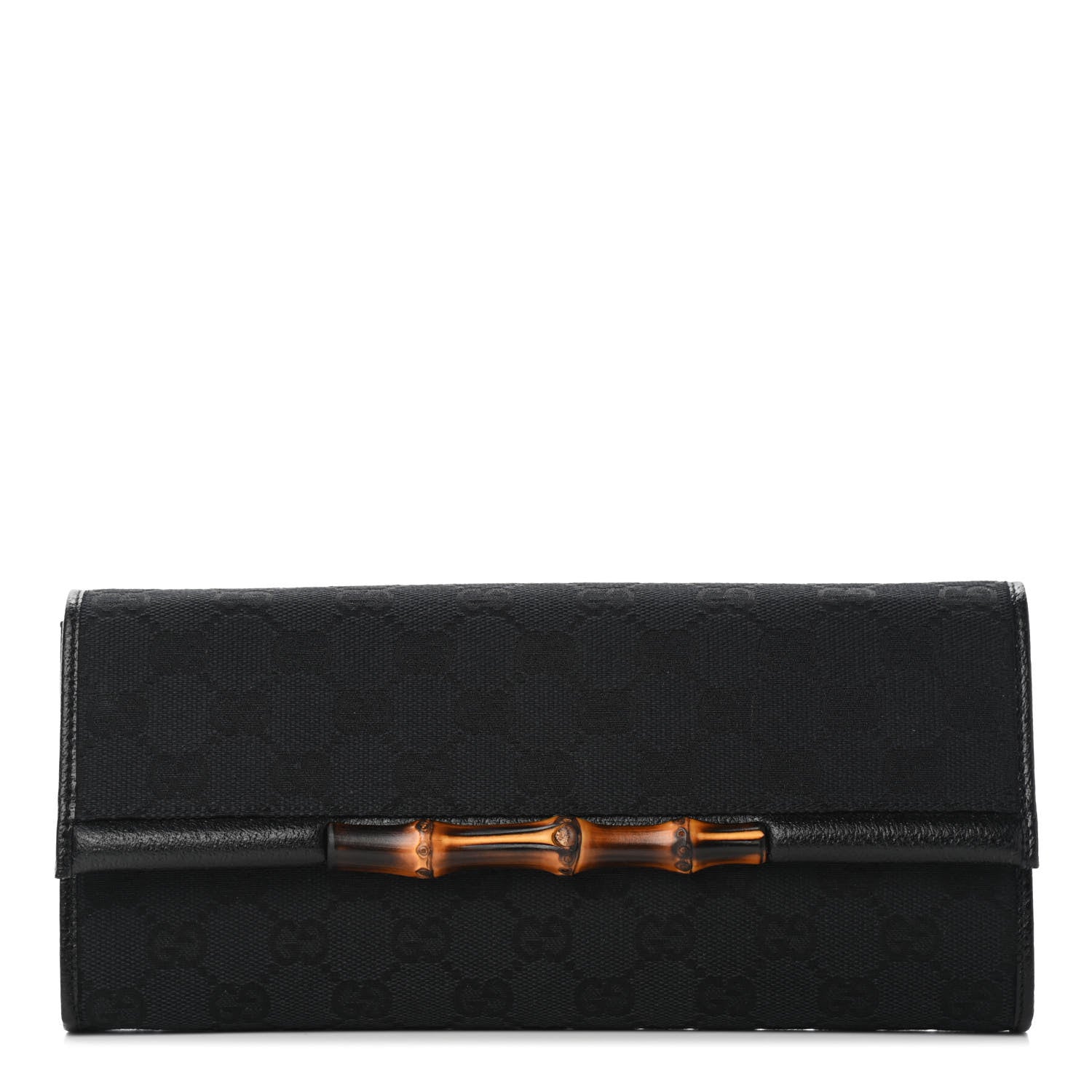 Gucci Monogram Bamboo Bar Clutch Black 2 of 12