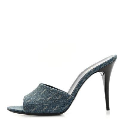 Saint Laurent Denim Monogram La 16 Mule Sandals 40 Blue Jeans 1 of 7