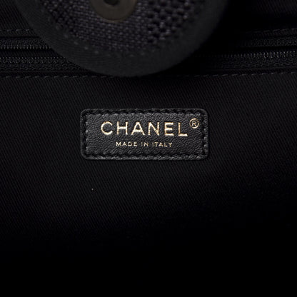 Chanel Mixed Fibers Calfskin Striped Medium Deauville Tote Black 8 of 10