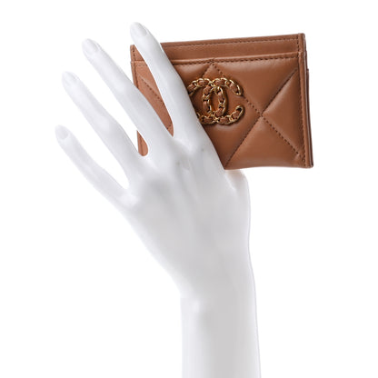 Chanel Lambskin Quilted Chanel 19 Card Holder Brown 2 of 10