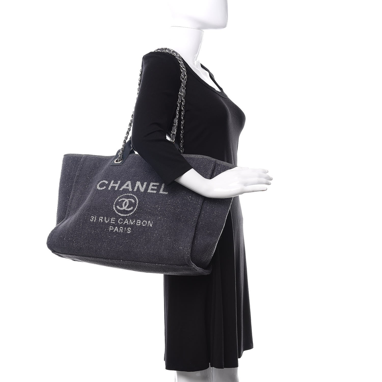 Chanel Lurex Boucle Medium Deauville Tote Grey 2 of 11