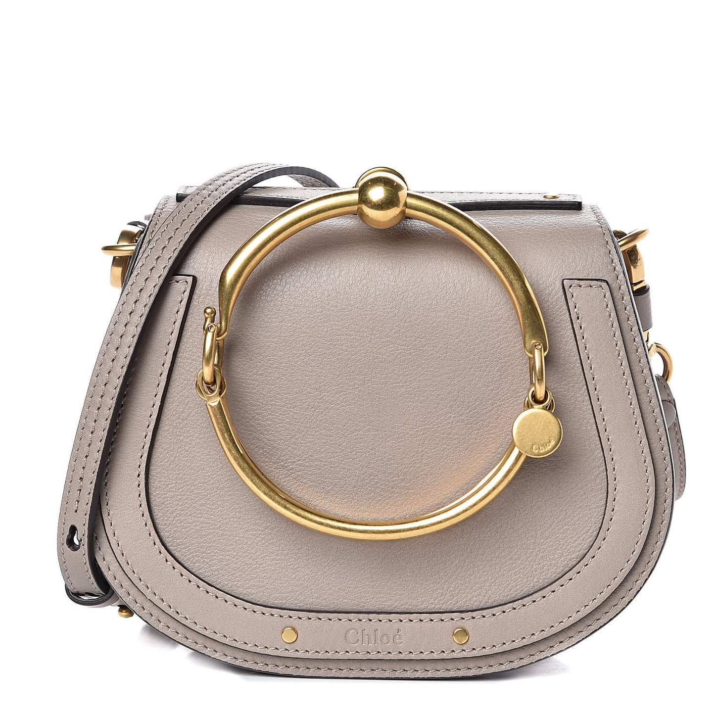 Calfskin Suede Small Nile Bracelet Bag Motty Grey
